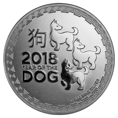 2018 1oz Silver $2 Coin - LUNAR YEAR OF THE DOG - Click Image to Close